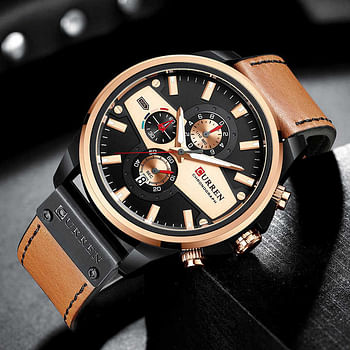 CURREN 8394 Original Brand Leather Straps Wrist Watch For Men