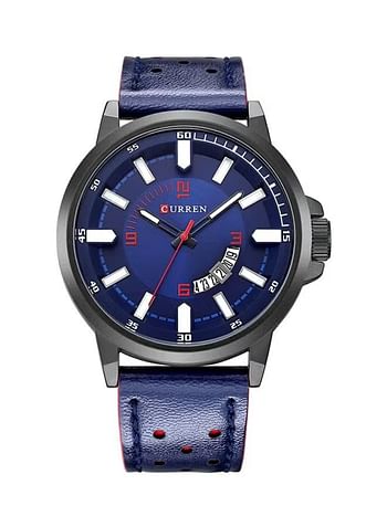 Curren 8228 Men's Water Resistant Leather Analog Watch - 47mm - Blue