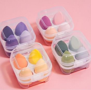 Makeup Sponge Beauty Blender Puff With 4 in 1 Storage Box Multi Color Designs