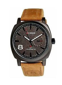 Curren 8139 Leather Analog Watch for Men- Brown & Black