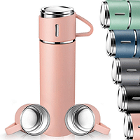 Stainless Steel Thermo Bottle with 3 Cups for Coffee Water Hot and Cold Drink Flasks.