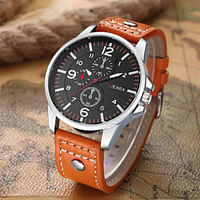 Curren 8164 Original Brand Leather Straps Wrist Watch For Men / Light Brown