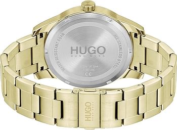 Hugo Men's Quartz Watch with Stainless Steel Strap, Gold, 22 (Model: 1530208), Gold, Quartz Watch