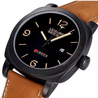 Curren 8158 Original Brand Leather Straps Wrist Watch For Men / Brown