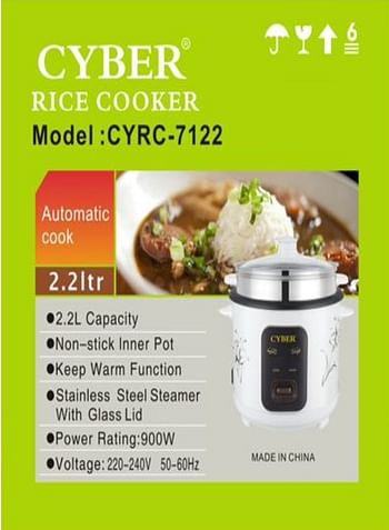 3 in 1 Automatic Rice Cooker Non-Stick Inner Pot Automatic Shut Off with Overheat Protection CYRC7122