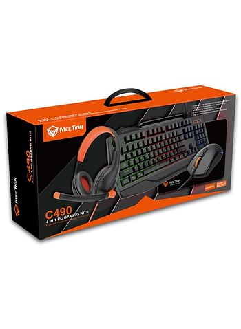 Meetion 4 IN 1 PC Gaming Kits C490, Headset/Keyboard/Gaming Mouse/Mouse Pad