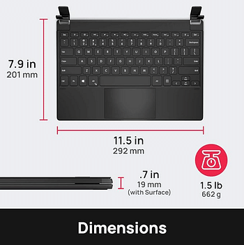 Brydge 12.3 Pro+ Wireless Keyboard with Precision Touchpad | Compatible with Microsoft Surface Pro 7, 6, 5 & 4 | Designed for Surface | (Black)