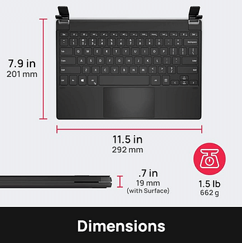 بريدج كيبورد لاسلكي 12.3 برو بلس مع لوحة لمس دقيقة | متوافق مع مايكروسوفت سيرفس برو 7 و6 و5 و4 | مصمم لجهاز سيرفس | (اسود)