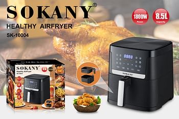 Sokany Digital Air Fryer 8.5 Liters 1800 Watts Sk-10004 - Black