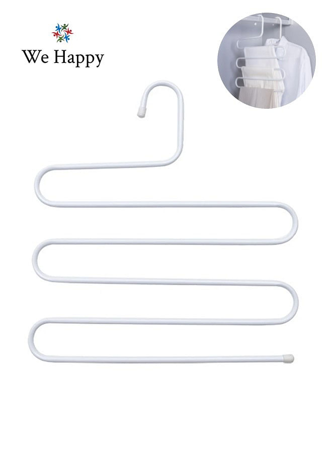 We Happy S Shape Clothes Hanger, 5 layers Pants Ties Multipurpose Stainless Steel Storage Space Saving Organizer, White