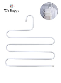 We Happy S Shape Clothes Hanger, 5 layers Pants Ties Multipurpose Stainless Steel Storage Space Saving Organizer, White
