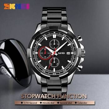 SKMEI 9192 Black Stainless Steel Chronograph Sport Watch For Men