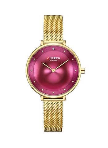 Women's Water Resistant Analog Wrist Watch 9029 - 35 mm -Gold.