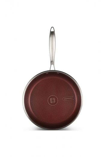 Edenberg 26CM FRY PAN WITH LID WINE HONEY COMB COATING - NON-STCK SCRATCH FREE Three layers, STAINLESS STEEL+ALUMINIUM+STAINLESS STEEL