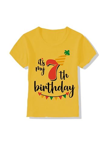 Its My 7th Birthday Party Boys and Girls Costume Tshirt Memorable Gift Idea Amazing Photoshoot Prop Yellow