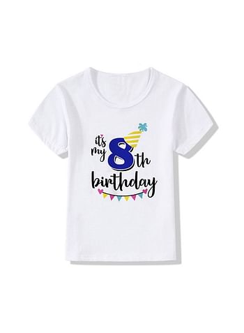 Its My 8th Birthday Party Boys and Girls Costume Tshirt Memorable Gift Idea Amazing Photoshoot Prop Blue