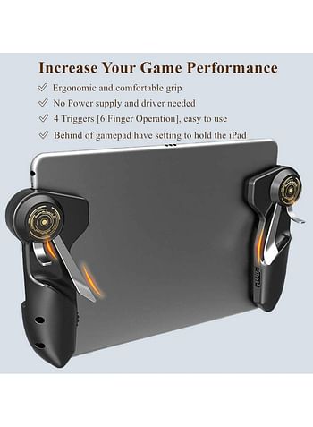 Mobile Controller Game Trigger for iPad Tablet Six Finger Games, Trigger Ergonomic Grip, Comfortable Feel, Non-slip, Anti-sweat, High Sensitivity Conductive Silicone, Rapid Response Soft Silicone Design