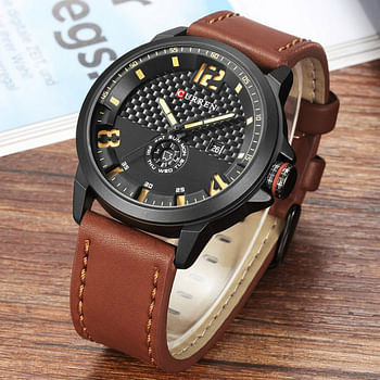 CURREN 8253 Men's Water Resistant Analog Wrist Watch Brown/Black