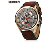 CURREN 8290 Original Brand Leather Straps Wrist Watch For Men - Brown RoseGold