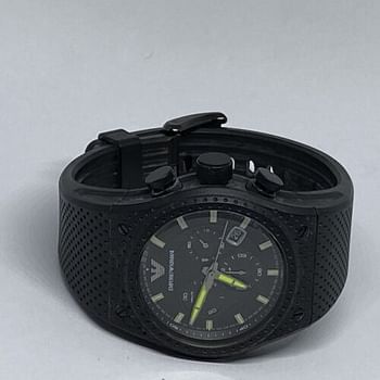 Emporia Armani Sport Men Watch Black Rubber Chronograph Lime Accents AR6120