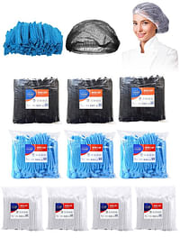 قبعات استحمام للاستعمال مرة واحدة 1000 قطعة من جيساليف شبكة شعر غير منسوجة مقاس 19 بوصة باللونين الأسود والأبيض والأزرق