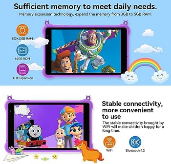 Blackview Tab5 Kids Tablet 8 inch, Android 12 Tablet for Kids, 3GB+ 64GB, 5580mAh, HD+ IPS Screen Kids Tablets with Parental Control Mode, Bluetooth, Google Play, WIFI, Kid-Proof Case - Violet