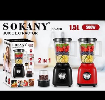 Sokany SK-168 2in 1 Commercial Milkshake Ice Drink Juicer Blender - Red