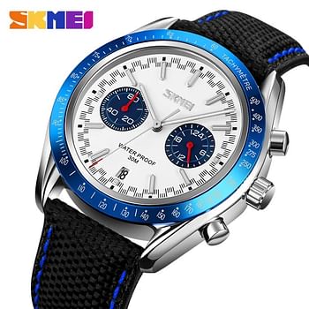 SKMEI Men Quartz Watch Waterproof Watch with Stopwatch Timing Fashion Casual Style For Men 9292 Blue-White