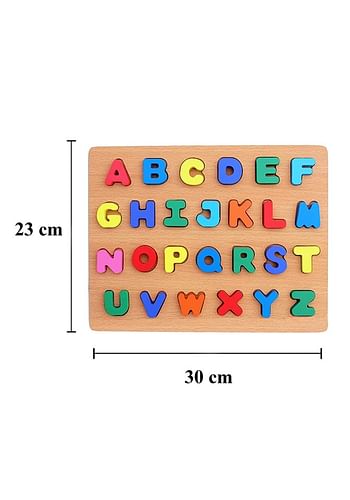 66 Pieces Set of Wooden A to Z Alphabet, 1 to 20 Counting Numbers & Multiple Shapes Educational Learning Puzzle Toy for Toddlers - (Set of 3)