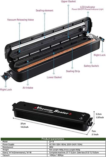 Automatic Vacuum Sealer Machine for Food Preservation Storage Saver Sealing System