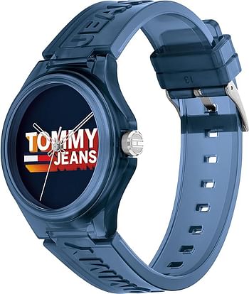 Tommy Hilfiger Analogue Quartz Watch Unisex with Navy Blue Silicone bracelet - 1720028