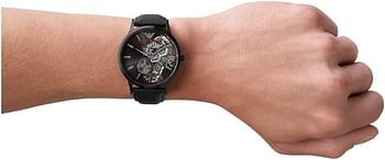 ساعة إمبوريو أرماني AR60046 للرجال أوتوماتيكية بسوار جلدي أسود 43 ملم - أسود