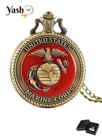 Yash United States Marine Corps Quartz Pocket Watch