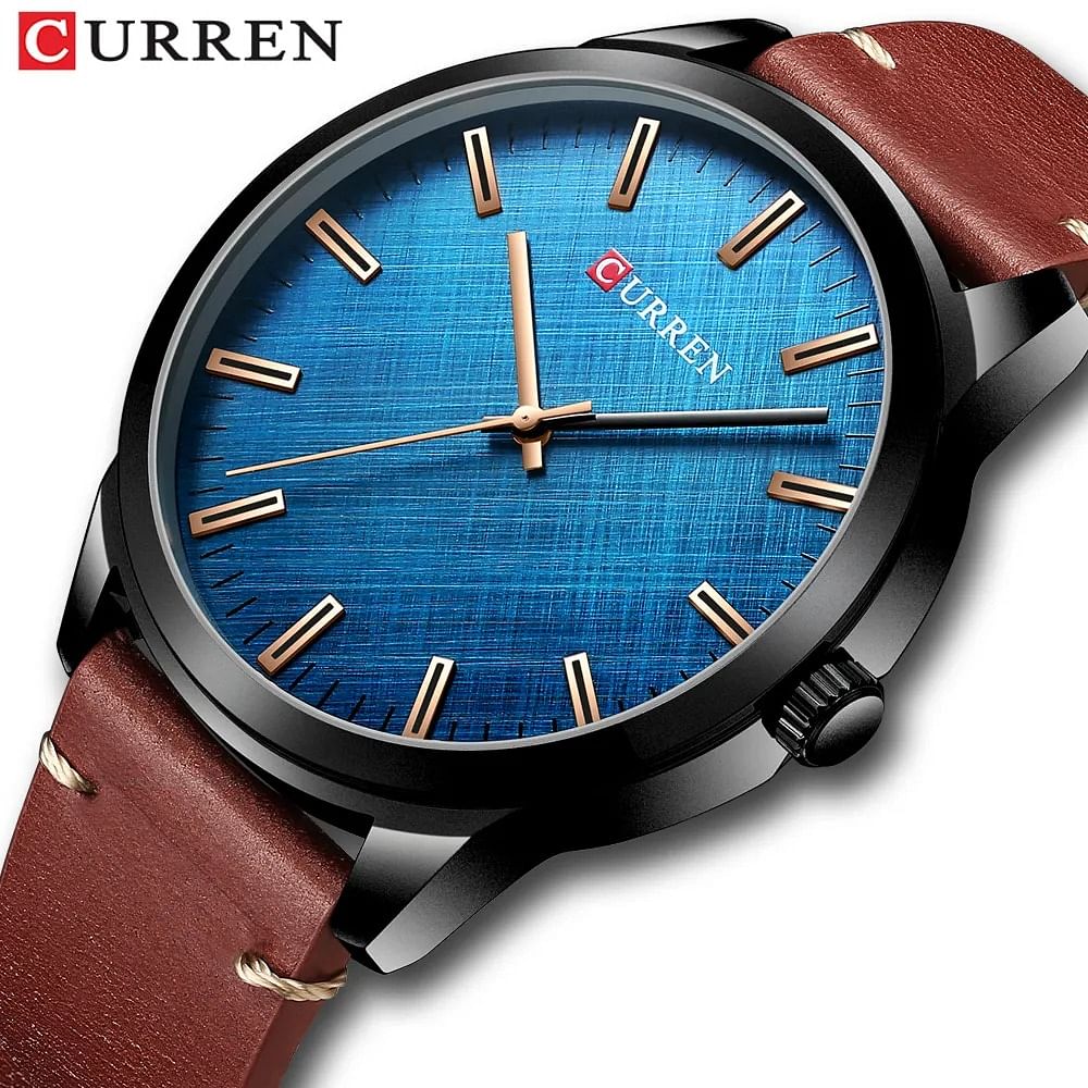 Curren 8386 Modern Mens Quartz Watch Set Simple Analogue Fashion Leather Curren Watches for Men