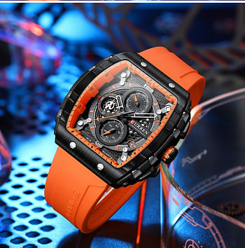 CURREN Original Brand Rubber Straps Wrist Watch For Men 8442 Orange