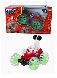 Stunt Car Remote Control Toy with Rotating Spin 360° Flips Light and Music (Red)