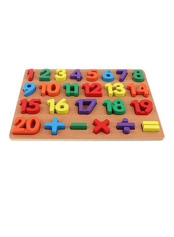 We Happy 26 Pieces Wooden Counting Numbers 123 Board Toy for Toddlers, Learning Puzzle, Early Education Activity
