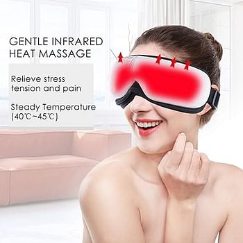 Rechargeable Eye Massager with Heating Air Pressure Vibration Vision Care Device for Dry Eye Relax Eye Vision Dark Circles Stress Relief