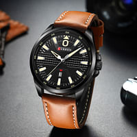 CURREN 8379 Orginal Factory Men Cheap Japan Quartz Leather Strap Band Round Glass Dial Window Wrist Watch for Man.