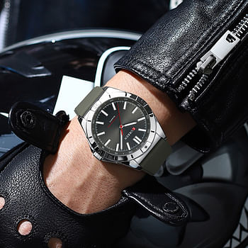 Curren 8449 Men's Quartz Watch Silicone Strap Fashion Sports Waterproof / Black