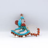 Pure Silver Vintage Peacock Brooch -Made in Nepal