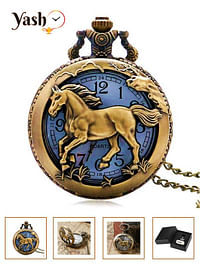 ياش ساعة جيب كوارتز بتصميم الحصان