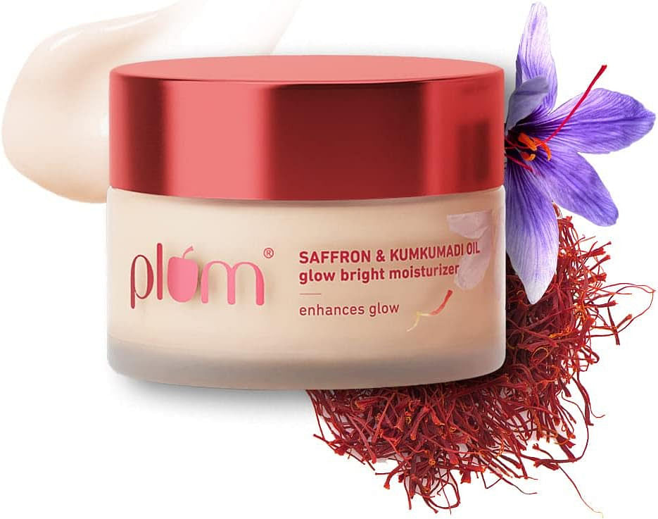 Plum Saffron & Kumkumadi Oil Glow Bright Moisturizer, With SPF 35, Brightens Skin & Enhances Glow, Fights Dark Spots & Dull Skin, UVA & UVB Protection, All Skin Types, 100% Vegan 50 g (Pack of 1)