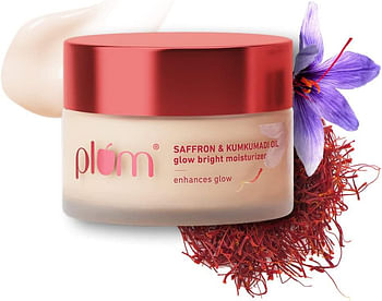 Plum Saffron & Kumkumadi Oil Glow Bright Moisturizer, With SPF 35, Brightens Skin & Enhances Glow, Fights Dark Spots & Dull Skin, UVA & UVB Protection, All Skin Types, 100% Vegan 50 g (Pack of 1)