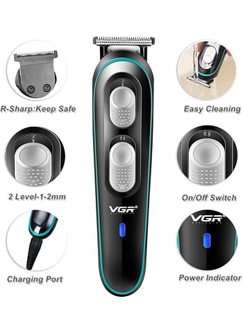 Cordless Electric Hair Clipper and Beard Trimmer for Home Use, VGR rechargeable Professional Hair Clipper for Men and Children with 4 Guide Combs