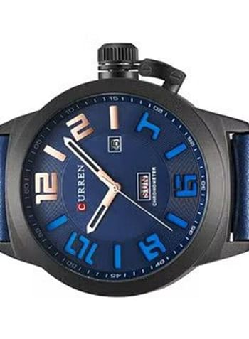 Curren 8270 Water Resistant Analog Watch for Men - Blue and Black
