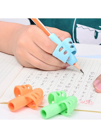 Children Writing Pencil Holder, Learning Practice Silicone Posture Correction Pen Grips for Kids, Comes in Assorted Colors (Pack of  4)