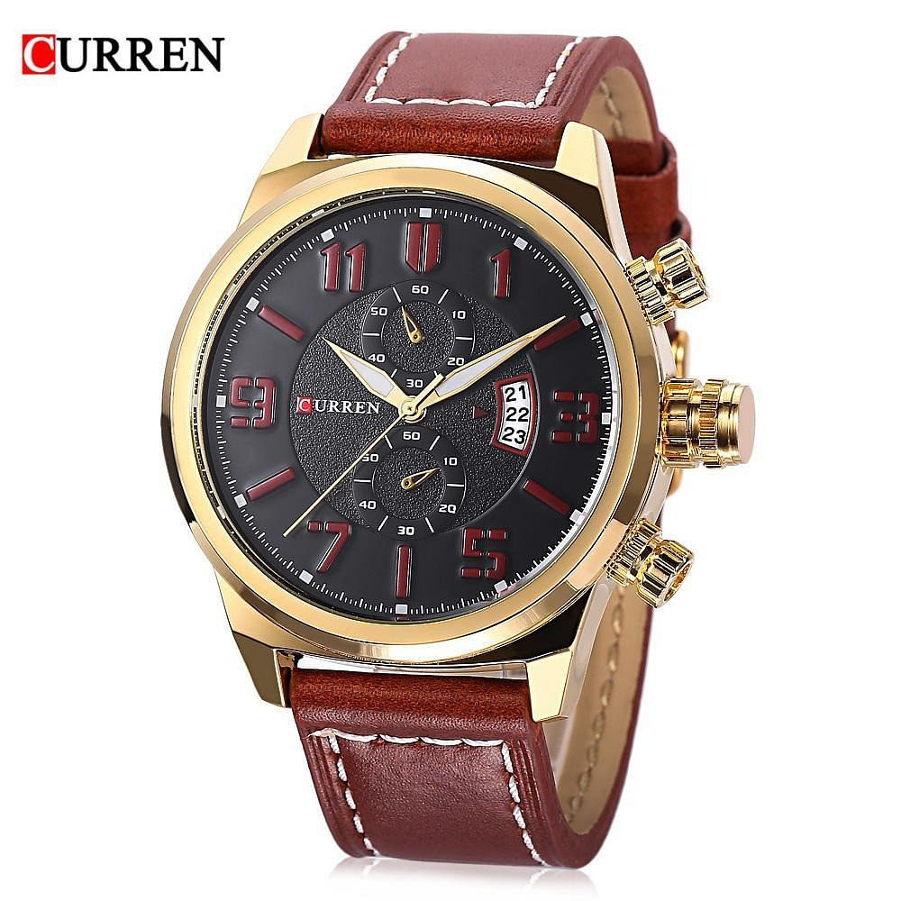 CURREN 8200 Original Brand Leather Straps Wrist Watch For Men