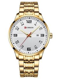 Stainless Steel Men's Quartz Watch with Calendar 8411 Gold.