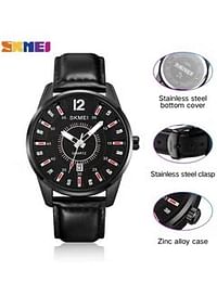 SKMEI Men Quartz Watch Band Date Leather Watch Band Life Waterproof Watch Fashion Business Style For Men 1993